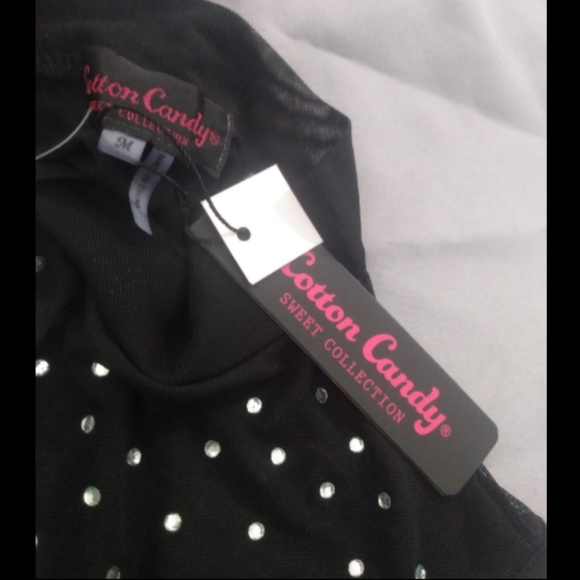 NWT MEDIUM MESH RHINESTONE TANK BODYSUIT Medium , buttons at bottom rhinestone - Picture 3 of 4